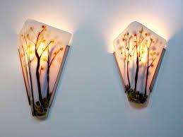 Wall Sconce Fused Glass Trees