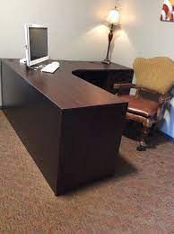 Executive l shape reception desk (left and right returns available) all wood. New Mahogany Finish New Finish Home Office L Shaped Desk With Return Cardinal Budget 2 Pedestals Cardinal Selling Services Llc