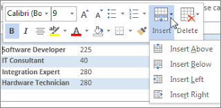 add columns and rows to a table