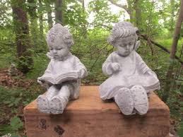 Antiqued Cement 6 Boy And Girl Pair