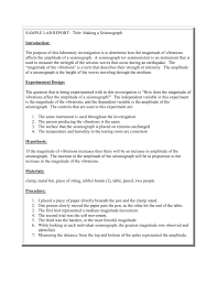 Sample Lab Report Title Making A Seismograph Introduction