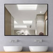 Learn how to hang the mirror and install the light fixture in this video. Modern Large Black Rectangle Wall Mirrors For Bathroom Vanity Mirror Overstock 30505348