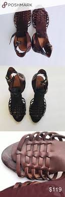 Givenchy Brown Leather Woven Sandal Heels 40 5 Givenchy