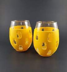 Pc Pineapple Stemless Wine Glass Set