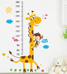 Us 5 7 Kids Height Chart Wall Sticker Home Decor Cartoon Giraffe Height Ruler Home Decoration Room Decals Wall Art Sticker Wallpaper In Wall