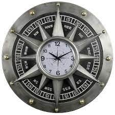 Silver Compass Metal Wall Clock Cl7102