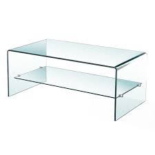 Bent Glass Coffee Table With Shelf 43