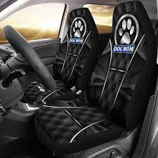 Dog Mom Dark Fabric Texture Car Seat