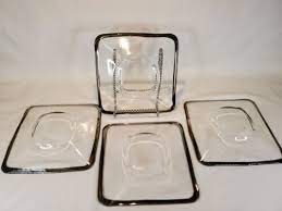 Clear Glass Silver Trimmed Square