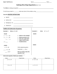 Solving One Step Equations