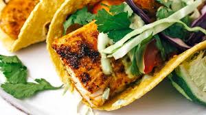 fish tacos with avocado lime sauce