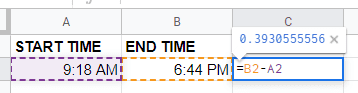 how to calculate time in google sheets
