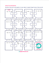 free maze solving equations activities