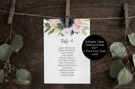 Table Seating Chart Printable Blush Navy Seating Card Template Seating Plan Find Your Seat Diy Instant Download Wlp Nbl 1425