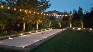 Bocce Ball Court With Lighting Surround Made Using Stone