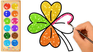 glitter four leaf clover drawing and