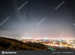 A View From Above On A Small City Lights And Lights Under