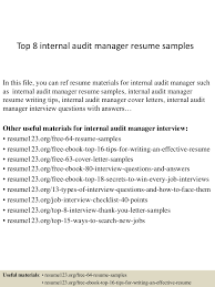 top 8 internal audit manager resume samples