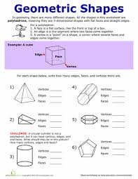 Faces Edges And Vertices Geometry Practice Worksheets