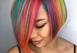 Try out some messy braids and buns, shaggy ponytails, and even faux bobs or fake bangs. 32 Photos Of Rainbow Hair Ideas To Consider For 2021