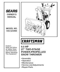 Craftsman Snowblower Parts Manual 944