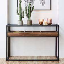 Narrow Console Table Tempered Glass