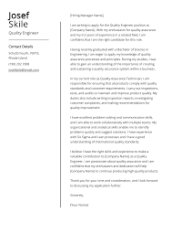 quality engineer cover letter exles