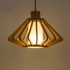 Art Deco Japanese Wooden Pendant Light Ash Color Asia Home Gifts
