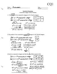 Quadratic Equations Consecutive