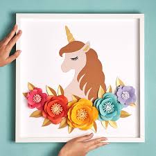 Unicorn Flowers Framed Paper Art