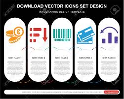 5 Vector Icons Such As Coin Pie Chart Barcode Cit Card Graph