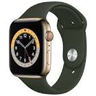 Watch Series 6, 44mm, GPS + Cellular, Gold Stainless Steel with Cyprus Green Sport Band M07N3VC/A Apple