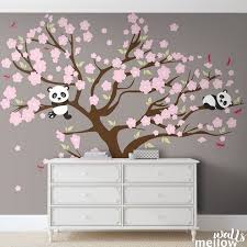 panda bear cherry blossom tree wall