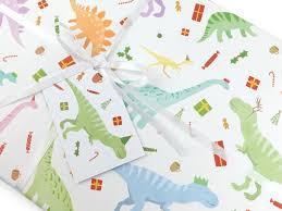 christmas dinosaur gift wrapping paper