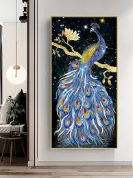 Peacock Print Unframed Painting Modern