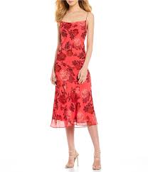 C Meo Variation Cowl Neck Floral Print Midi Slip Dress Dillards