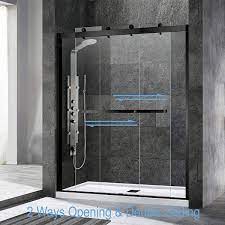 Woodbridge Barford 56 In To 60 In X 76 In Frameless Sliding Shower Door With Shatter Retention Glass In Matte Black Hsd3615