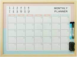 Wood Frame Dry Erase Calendar Board