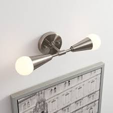 2 Light Brushed Nickel Cone Wall Sconce