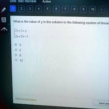 Linear Equations 2x 2 Y Unit Test
