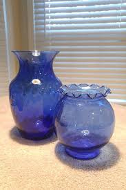 Cobalt Blue Glass Vases Indiana Glass