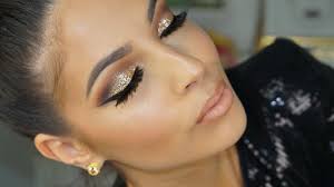 golden glitter smokey eye makeup