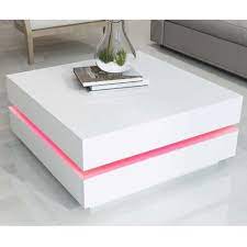 White High Gloss Cubic Led Coffee Table