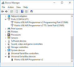 See if this helps in getting the ports to list. Pololu 4 1 Installing Windows Drivers And Software