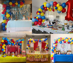It's 'all the fun of the fair' at a 'circus' themed party; Buy Circus Balloon Arch Kit Red Blue And Yellow Balloons Confetti Balloons For Carnival Theme Party Decorations Birthday Party Supplies Baby Shower Decor Circus Party Decor Online In Slovakia B07vbmc494