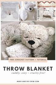 furry crochet bear blanket rug free