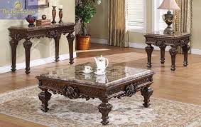 End Tables Square Marble Tops Ornate Design