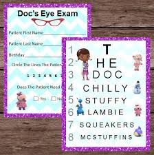 Doc Mcstuffins Party Eye Chart Patient Exam Printable
