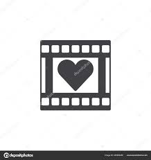 Film Reel Heart Frame Icon Vector Filled Flat Sign Solid