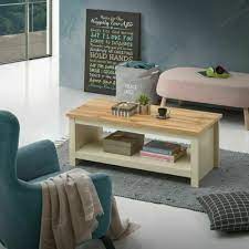 Table Shelf Storage Cream Oak Living